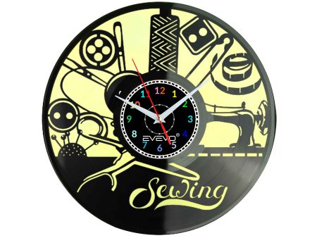 ZEGAR KRAWCOWEJ SZWALNIA FLUORESCENCYJNE TŁO PŁYTA WINYLOWA PREZENT UPOMINEK URODZINY GIFT SOUVENIR EVEVO W0051