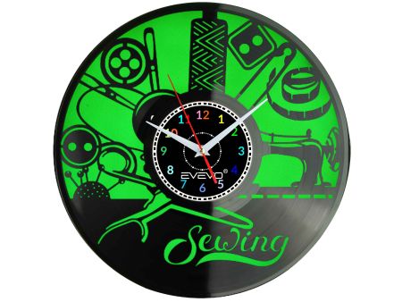 ZEGAR KRAWCOWEJ SZWALNIA FLUORESCENCYJNE TŁO PŁYTA WINYLOWA PREZENT UPOMINEK URODZINY GIFT SOUVENIR EVEVO W0051