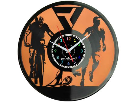 ZEGAR ŚCIENNY IRONMAN TRIATHLON FLUORESCENCYJNE TŁO PŁYTA WINYLOWA PREZENT UPOMINEK URODZINY GIFT SOUVENIR EVEVO W0052 ALLEGRO