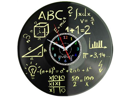 GEOMETRYCZNE FIGURY TRYGONOMETRIA ZEGAR FLUORESCENCYJNE TŁO PŁYTA WINYLOWA PREZENT UPOMINEK URODZINY GIFT SOUVENIR EVEVO W0054