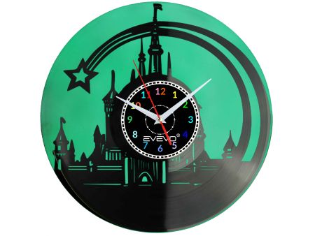 BAJKOWY ZAMEK MYSZKI FANTAZY ZEGAR ŚCIENNY FLUORESCENCYJNE TŁO PŁYTA WINYLOWA PREZENT UPOMINEK URODZINY GIFT EVEVO W0056 EMPIK