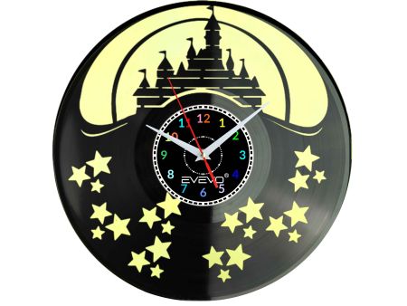 ZAMEK MYSZKI WALT DISNEY ZEGAR ŚCIENNY FLUORESCENCYJNE TŁO PŁYTA WINYLOWA PREZENT UPOMINEK URODZINY GIFT SOUVENIR EVEVO W0056
