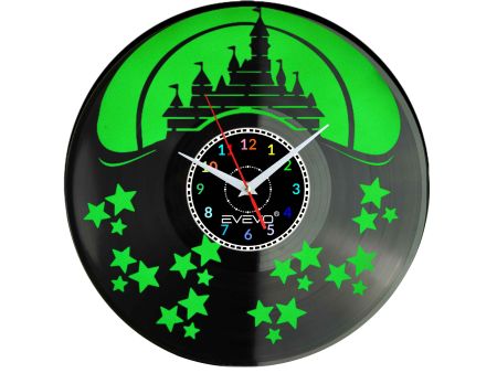ZAMEK MYSZKI WALT DISNEY ZEGAR ŚCIENNY FLUORESCENCYJNE TŁO PŁYTA WINYLOWA PREZENT UPOMINEK URODZINY GIFT SOUVENIR EVEVO W0056