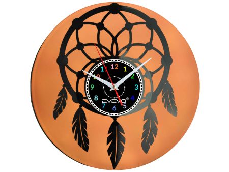 ZEGAR ŚCIENNY ŁAPACZ AMULET ŁOWCA SNÓW FLUORESCENCYJNE TŁO PŁYTA WINYLOWA PREZENT UPOMINEK URODZINY SOUVENIR GIFT EVEVO F0059