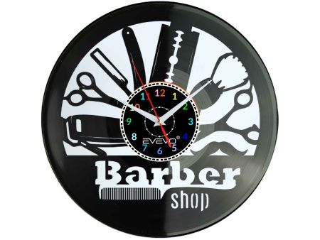 BARBER SHOP GOLIBRODA ZAKLAD SALON BARBERSK ZEGAR ŚCIENNY FLUORESCENCYJNE TŁO PŁYTA WINYLOWA PREZENT UPOMINEK EVEVO W0060 AMAZON