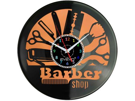BARBER SHOP GOLIBRODA ZAKLAD SALON BARBERSK ZEGAR ŚCIENNY FLUORESCENCYJNE TŁO PŁYTA WINYLOWA PREZENT UPOMINEK EVEVO W0060 GOOGLE