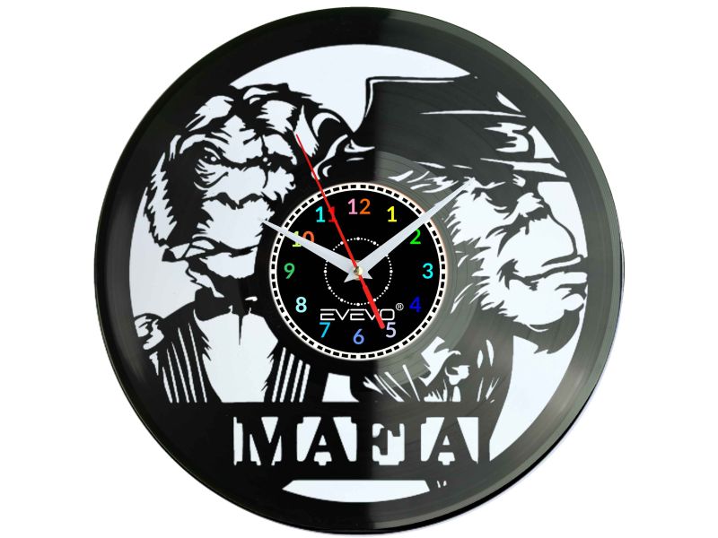 MAFIA MAŁPY GANG SQUAD ZEGAR ŚCIENNY FLUORESCENCYJNE TŁO PŁYTA WINYLOWA PREZENT UPOMINEK GIFT SOUVENIR EVEVO W0061 ALLEGRO