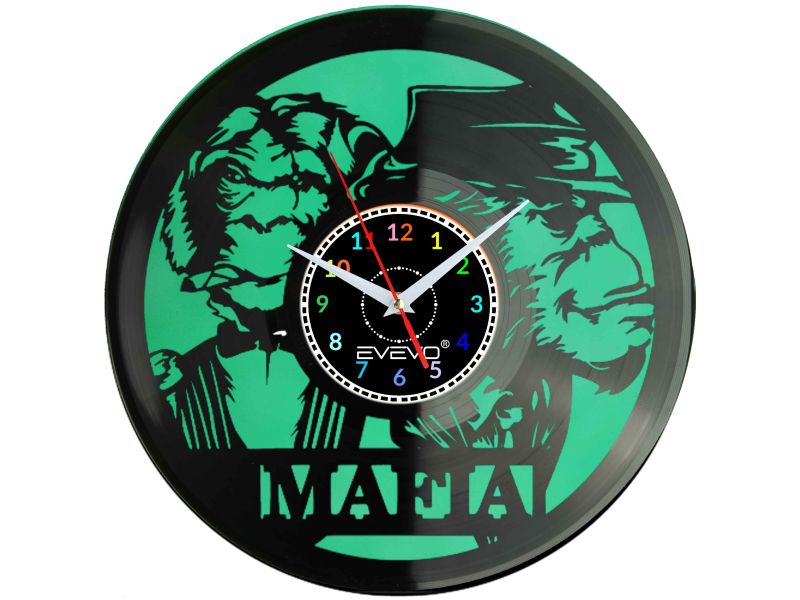 MAFIA MAŁPY GANG SQUAD ZEGAR ŚCIENNY FLUORESCENCYJNE TŁO PŁYTA WINYLOWA PREZENT UPOMINEK GIFT SOUVENIR EVEVO W0061 GOOGLE