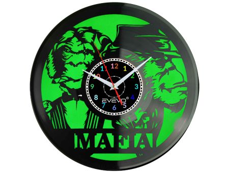MAFIA MAŁPY GANG SQUAD ZEGAR ŚCIENNY FLUORESCENCYJNE TŁO PŁYTA WINYLOWA PREZENT UPOMINEK GIFT SOUVENIR EVEVO W0061