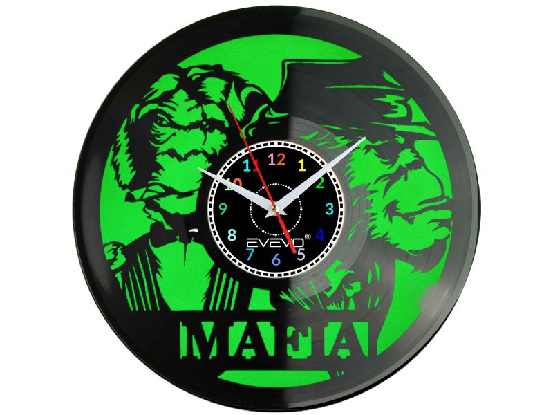 MAFIA MAŁPY GANG SQUAD ZEGAR ŚCIENNY FLUORESCENCYJNE TŁO PŁYTA WINYLOWA PREZENT UPOMINEK GIFT SOUVENIR EVEVO W0061