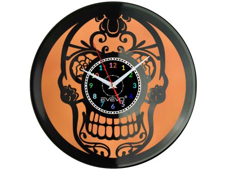 CZASZKA ŻYWE TRUPY SKELETON ZEGAR ŚCIENNY FLUORESCENCYJNE TŁO PŁYTA WINYLOWA PREZENT UPOMINEK GIFT SOUVENIR EVEVO W0062 AMAZON