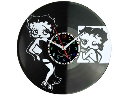 ZEGAR ŚCIENNY BETTY BOOP PIN-UP GIRL FLUORESCENCYJNE TŁO PŁYTA WINYLOWA PREZENT UPOMINEK GIFT SOUVENIR EVEVO W0064 ALLEGRO