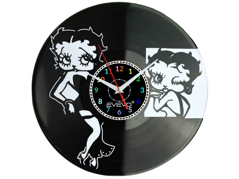 ZEGAR ŚCIENNY BETTY BOOP PIN-UP GIRL FLUORESCENCYJNE TŁO PŁYTA WINYLOWA PREZENT UPOMINEK GIFT SOUVENIR EVEVO W0064 ALLEGRO
