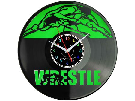 ZEGAR ŚCIENNY WRESTLING ZAPASY FLUORESCENCYJNE TŁO PŁYTA WINYLOWA PREZENT UPOMINEK GIFT SOUVENIR EVEVO W0066