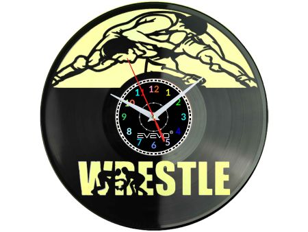 ZEGAR ŚCIENNY WRESTLING ZAPASY FLUORESCENCYJNE TŁO PŁYTA WINYLOWA PREZENT UPOMINEK GIFT SOUVENIR EVEVO W0066