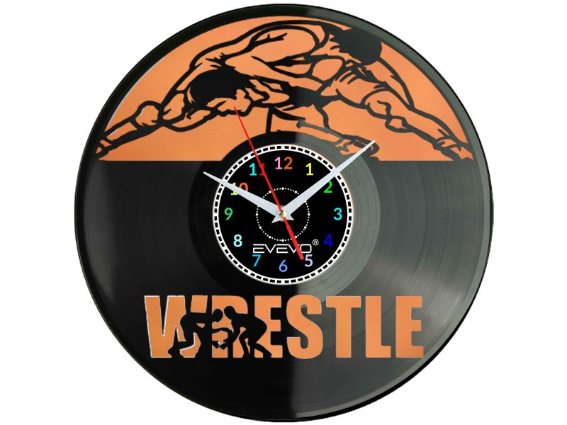 ZEGAR ŚCIENNY WRESTLING ZAPASY FLUORESCENCYJNE TŁO PŁYTA WINYLOWA PREZENT UPOMINEK GIFT SOUVENIR EVEVO W0066 AMAZON