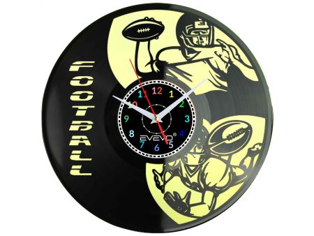 ZEGAR ŚCIENNY FOOTBALL AMERYKAŃSKI FLUORESCENCYJNE TŁO PŁYTA WINYLOWA PREZENT UPOMINEK GIFT SOUVENIR EVEVO W0067