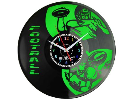 ZEGAR ŚCIENNY FOOTBALL AMERYKAŃSKI FLUORESCENCYJNE TŁO PŁYTA WINYLOWA PREZENT UPOMINEK GIFT SOUVENIR EVEVO W0067