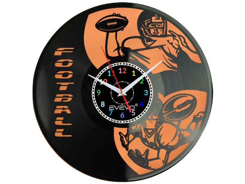 ZEGAR ŚCIENNY FOOTBALL AMERYKAŃSKI FLUORESCENCYJNE TŁO PŁYTA WINYLOWA PREZENT UPOMINEK GIFT SOUVENIR EVEVO W0067 AMAZON