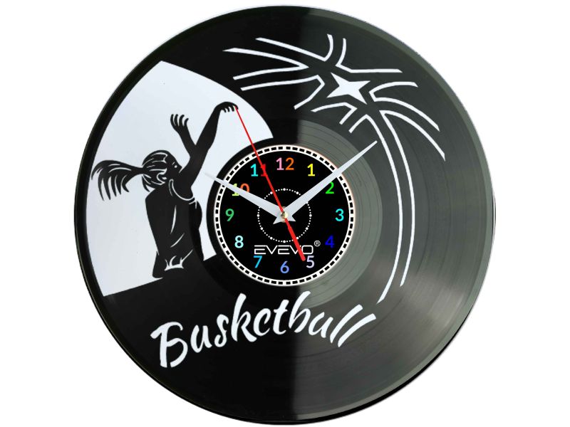 ZEGAR ŚCIENNY KOSZYKÓWKA KOBIET FLUORESCENCYJNE TŁO PŁYTA WINYLOWA PREZENT UPOMINEK GIFT SOUVENIR EVEVO W0068 EBAY