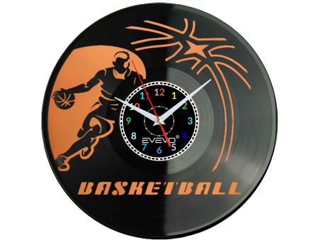 ZEGAR ŚCIENNY KOSZYKÓWKA MĘSKA FLUORESCENCYJNE TŁO PŁYTA WINYLOWA PREZENT UPOMINEK GIFT SOUVENIR EVEVO W0069 EMPIK