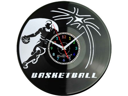 ZEGAR ŚCIENNY KOSZYKÓWKA MĘSKA FLUORESCENCYJNE TŁO PŁYTA WINYLOWA PREZENT UPOMINEK GIFT SOUVENIR EVEVO W0069 GOOGLE