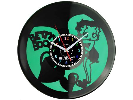 BETTY BOOP PIN-UP GIRLZEGAR ŚCIENNY FLUORESCENCYJNE TŁO PŁYTA WINYLOWA PREZENT UPOMINEK GIFT SOUVENIR EVEVO W0072 ALLEGRO