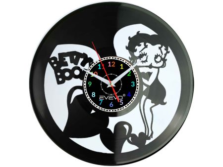 BETTY BOOP PIN-UP GIRL ZEGAR ŚCIENNY FLUORESCENCYJNE TŁO PŁYTA WINYLOWA PREZENT UPOMINEK GIFT SOUVENIR EVEVO F0072