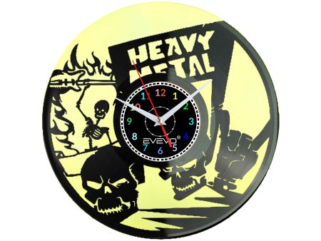 HEAVY METAL HARD ROCK ZEGAR ŚCIENNY FLUORESCENCYJNE TŁO PŁYTA WINYLOWA PREZENT UPOMINEK GIFT SOUVENIR EVEVO W0073