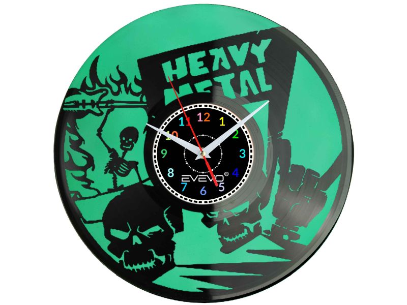 HEAVY METAL HARD ROCK ZEGAR ŚCIENNY FLUORESCENCYJNE TŁO PŁYTA WINYLOWA PREZENT UPOMINEK GIFT SOUVENIR EVEVO W0073 ALLEGRO