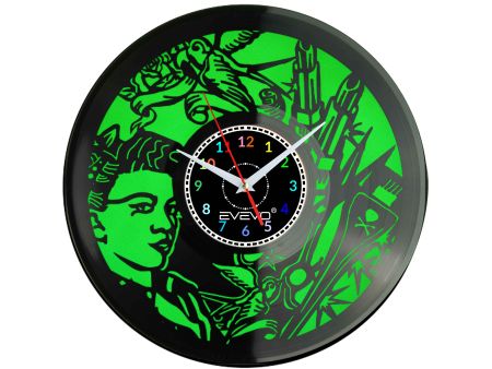 SALON FRYZJERSKI STUDIO URODY PIĘKNOŚC ZEGAR ŚCIENNY FLUORESCENCYJNE TŁO PŁYTA WINYLOWA PREZENT UPOMINEK EVEVO W0074