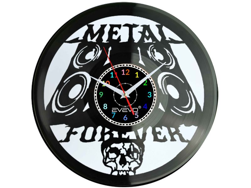 METAL FOREVER ETERNAL ZEGAR ŚCIENNY FLUORESCENCYJNE TŁO PŁYTA WINYLOWA PREZENT UPOMINEK GIFT SOUVENIR EVEVO W0075 ALLEGRO