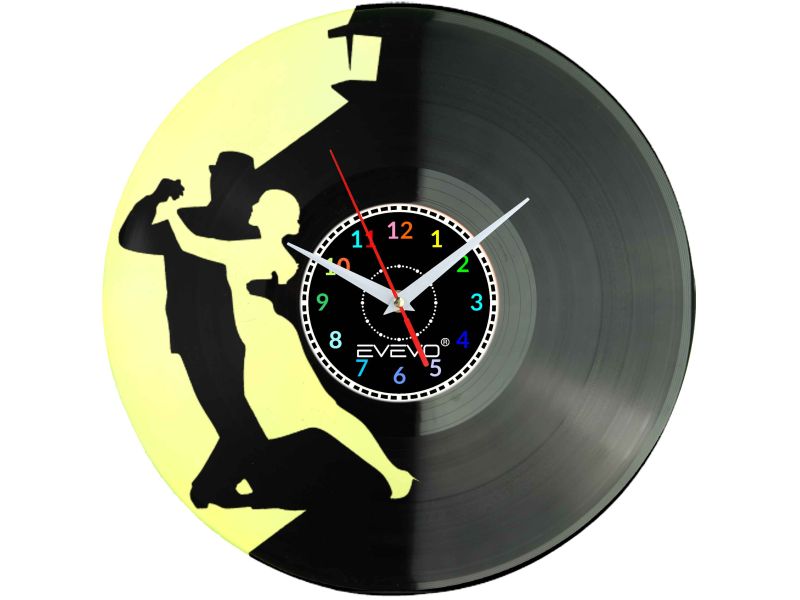 TANIEC TANGO ARGENTINO ZEGAR ŚCIENNY FLUORESCENCYJNE TŁO PŁYTA WINYLOWA PREZENT UPOMINEK GIFT SOUVENIR EVEVO W0076