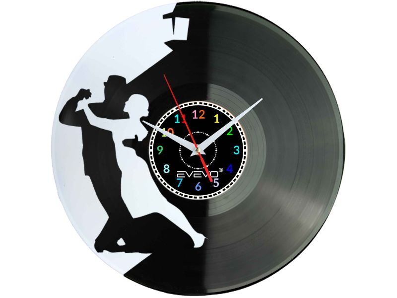 TANIEC TANGO ARGENTINO ZEGAR ŚCIENNY FLUORESCENCYJNE TŁO PŁYTA WINYLOWA PREZENT UPOMINEK GIFT SOUVENIR EVEVO W0076 EMPIK