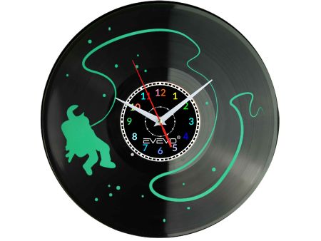 ZEGAR ŚCIENNY ZEGAR KOSMONAUTY SPACEMAN ASTRONAUTA FLUORESCENCYJNE TŁO PŁYTA WINYLOWA PREZENT UPOMINEK GIFT SOUVENIR EVEVO F0078