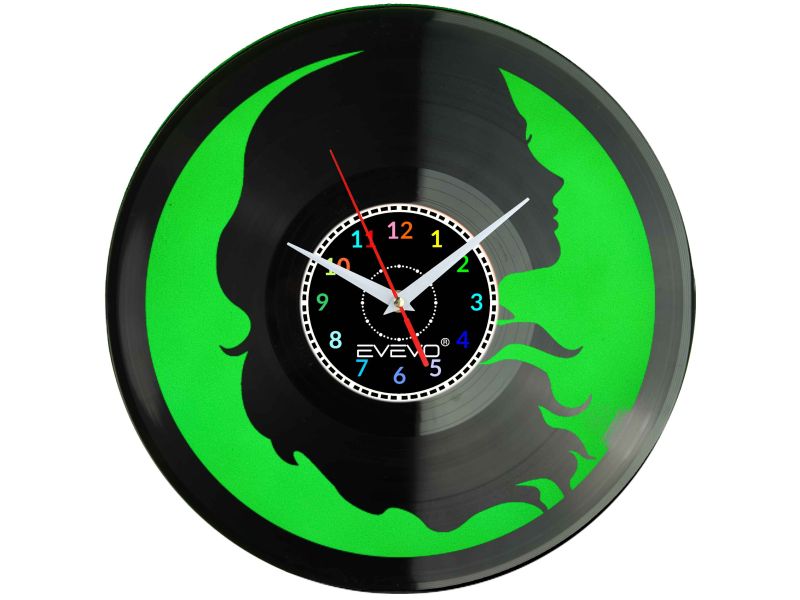 ZEGAR ŚCIENNY SALON FRYZJERSKI STUDIO URODY PIĘKNOŚCI STYLISTKA FLUORESCENCYJNE TŁO PŁYTA WINYLOWA PREZENT UPOMINEKA EVEVO W0079