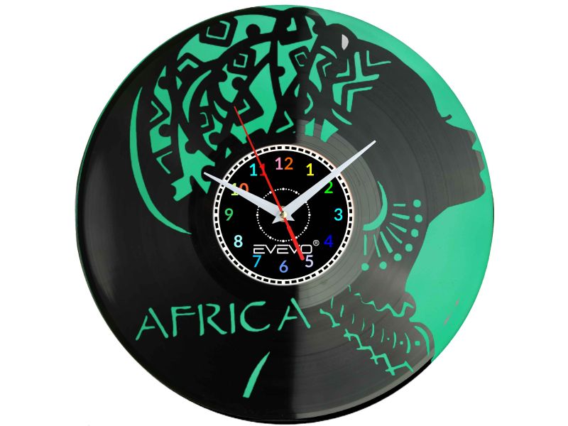 ZEGAR ŚCIENNY AFRICA SAWANA KENIA RPA FLUORESCENCYJNE TŁO PŁYTA WINYLOWA PREZENT UPOMINEKA GIFT SOUVENIR EVEVO W0080 ALLEGRO
