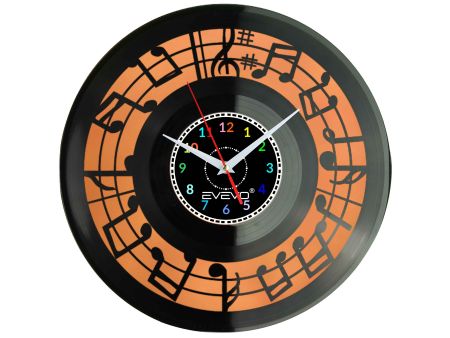 ZEGAR ŚCIENNY NUTY MUZYKA PARTYTURA FLUORESCENCYJNE TŁO PŁYTA WINYLOWA PREZENT UPOMINEKA GIFT SOUVENIR EVEVO W0082 EBAY