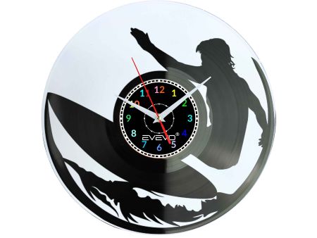 SURFING JAZDA NA FALI SURFOWANIE ZEGAR ŚCIENNY FLUORESCENCYJNE TŁO PŁYTA WINYLOWA PREZENT UPOMINEKA GIFT SOUVENIR EVEVO F0083
