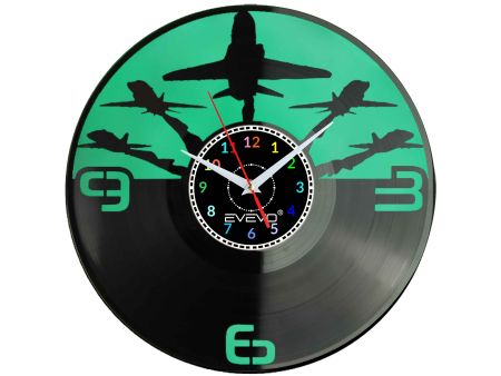 SAMOLOT WOJSKOWY F-16 ZEGAR ŚCIENNY FLUORESCENCYJNE TŁO PŁYTA WINYLOWA PREZENT UPOMINEKA EVEVO GIFT SOUVENIR W0086 ALLEGRO