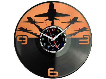 SAMOLOT WOJSKOWY F-16 ZEGAR ŚCIENNY FLUORESCENCYJNE TŁO PŁYTA WINYLOWA PREZENT UPOMINEKA EVEVO GIFT SOUVENIR W0086 AMAZON