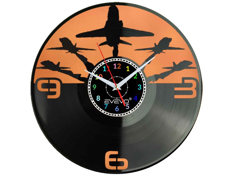 SAMOLOT WOJSKOWY F-16 ZEGAR ŚCIENNY FLUORESCENCYJNE TŁO PŁYTA WINYLOWA PREZENT UPOMINEKA EVEVO GIFT SOUVENIR W0086 AMAZON