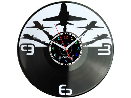 SAMOLOT WOJSKOWY F-16 ZEGAR ŚCIENNY FLUORESCENCYJNE TŁO PŁYTA WINYLOWA PREZENT UPOMINEKA EVEVO GIFT SOUVENIR W0086 GOOGLE