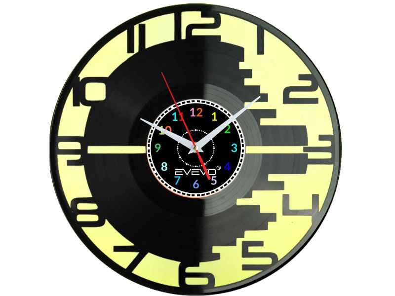 CYFRY ARABSKIE CYFERKI ZEGAR ŚCIENNY FLUORESCENCYJNE TŁO PŁYTA WINYLOWA PREZENT UPOMINEKA EVEVO GIFT SOUVENIR W0087