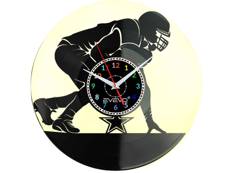 ZEGAR ŚCIENNY AMERICAN FOOTBALL FLUORESCENCYJNE TŁO PŁYTA WINYLOWA PREZENT UPOMINEKA GIFT EVEVO SOUVENIR W0090