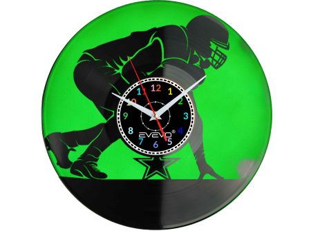 ZEGAR ŚCIENNY AMERICAN FOOTBALL FLUORESCENCYJNE TŁO PŁYTA WINYLOWA PREZENT UPOMINEKA GIFT EVEVO SOUVENIR W0090