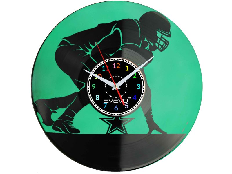 ZEGAR ŚCIENNY AMERICAN FOOTBALL FLUORESCENCYJNE TŁO PŁYTA WINYLOWA PREZENT UPOMINEKA GIFT EVEVO SOUVENIR W0090 GOOGLE