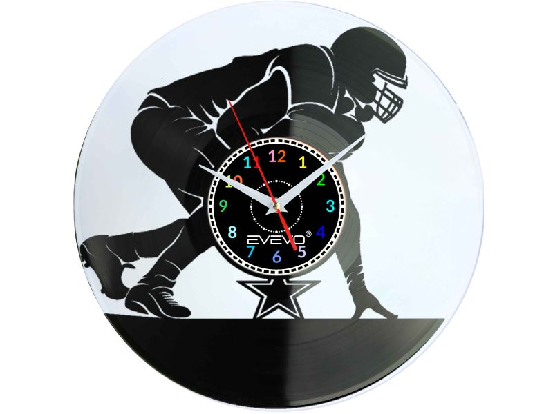 ZEGAR ŚCIENNY AMERICAN FOOTBALL FLUORESCENCYJNE TŁO PŁYTA WINYLOWA PREZENT UPOMINEKA GIFT EVEVO SOUVENIR W0090 AMAZON