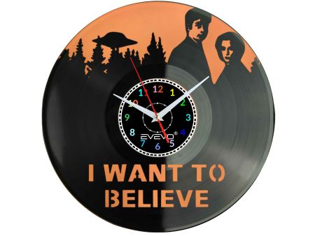 Z ARCHIWUM X  SERIAL TV USA KOSMICI X-FILES ZEGAR ŚCIENNY FLUORESCENCYJNE TŁO PŁYTA WINYLOWA PREZENT UPOMINEKA GIFT EVEVO F0091