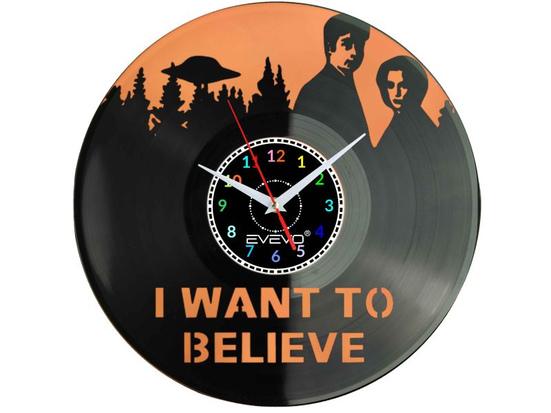 Z ARCHIWUM X  SERIAL TV USA KOSMICI X-FILES ZEGAR ŚCIENNY FLUORESCENCYJNE TŁO PŁYTA WINYLOWA PREZENT UPOMINEKA GIFT EVEVO F0091